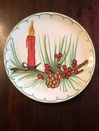 Vintage Christmas Decorative Wall Plate Hand Painted Parrini Italy 6 " Decor