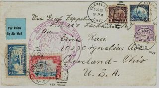 Usa 1929 Env With 5 Stamps To $ 2.  00,  Round The World By Zeppelin