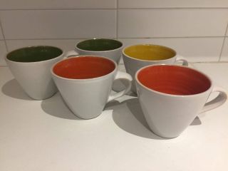 Set Of 5 Jonathan Adler Ojai Mcm Mugs Mid Century Modern Orange,  Green,  Yellow