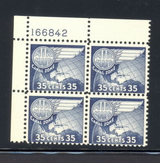 Canal Zone C31 Plate Block Of 4 W/plate 166842 - Mnh 35 Cents Air Mail Stamps