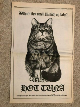 1971 Hot Tuna " Pull Up,  Pull Down " 11x17 " Rca Promo Ad/poster