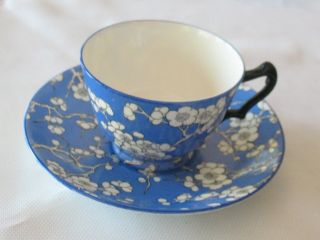 Vintage Crown Staffordshire England Tea Cup And Saucer Set.  Blue And White