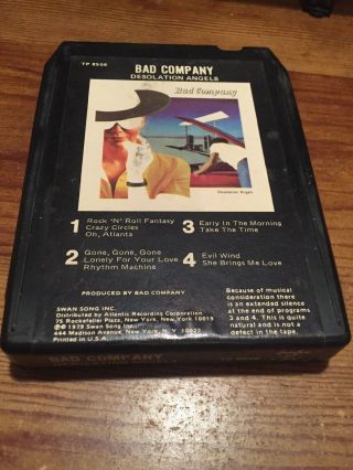 Bad Company/ Desolation Angels 1979 Swan Song Records 8 Track Tape