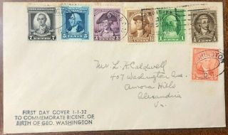 US Scott 704–715 Washington Bicentennial FDC Set 2 Covers 11 stamps 1 - Jan - 32 DC 2