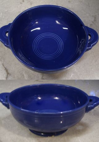 Vintage Fiesta Ware Cobalt Cream Soup Bowl 5 " With Handles