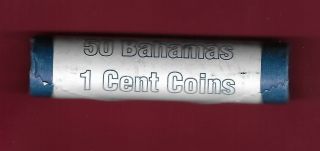 Bahamas 1 Cent 1998 Unc Roll Of 50 Coins,  Starfish,  Value At Top,  Elizabeth Ii,  Nati