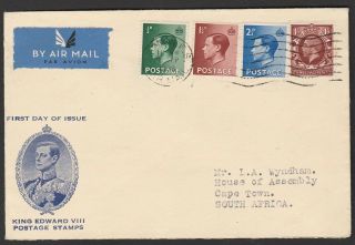 Great Britain 1936 King Edward Viii First Day Cover To South Africa With History