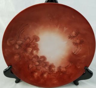 T&v Tressemanes & Vogt Limoges France Porcelain Hand - Painted Deep Red Plate