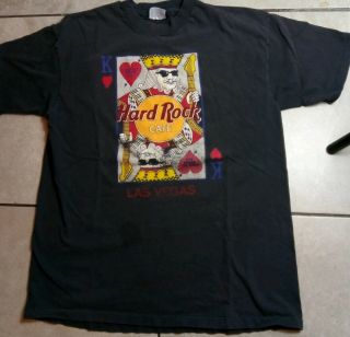 Vintage Las Vegas Hard Rock Cafe Sz Xl T - Shirt Poker King Playing Card