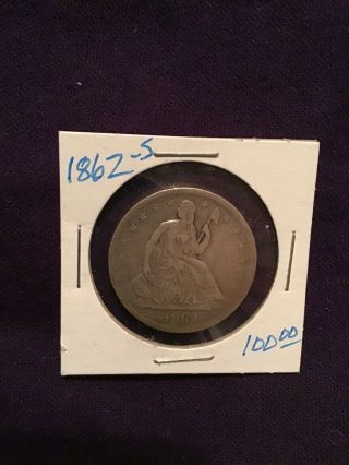 1862 Seated Liberty Half Dollar - 90 Silver