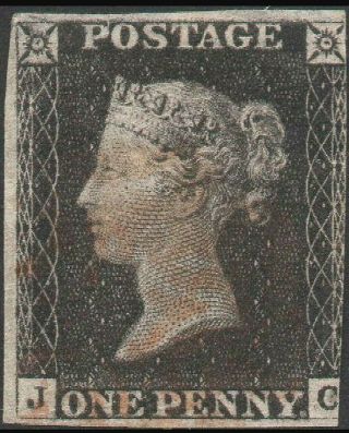 Stamp 1840 1d Penny Black Sg2 Plate 1b Re - Entry,  Recut & Enlarged Check - Letters