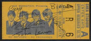 The Beatles Autograph & Concert Ticket Reprint On 1960s Paper 9016
