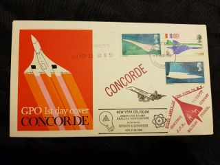 Concorde 1969 1980 Gpo Fdc Anniversary Of Commercial Flights London York