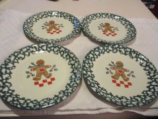 Set Of 4 Tienshan Folkcraft Gingerbread Dinner Plates