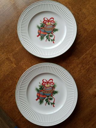 Mikasa Set Of 2 Italian Holiday 8 1/2 " Round Luncheon Salad Accent Plates Nwt