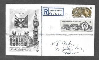 1965 Parliament Ordinary On Stuart Fdc With Rare Parliament St Cds.