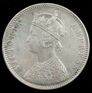 1878 British East India Company One 1 Rupee Silver Empress Victoria Coin