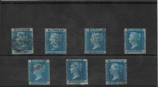 Gb.  1858 - 76.  2d.  Blue,  Plates 7 To 15 Complete,  Mainly.  (150)