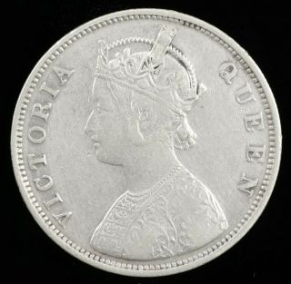 1862 British East India Company One 1 Rupee Silver Queen Victoria Coin