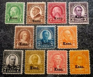 Buffalo Stamps,  Scott 658 - 668 Kansas Overprints,  Most Mh/og,  Cv = $385