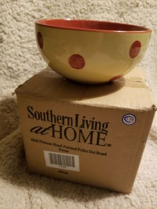 Bnib Southern Living At Home Gail Pittman 2 Sienna Yellow Red 6 " Polka Dot Bowls