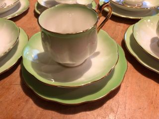 Vintage Royal Albert Green Rainbow Series - Tea Cup Trio