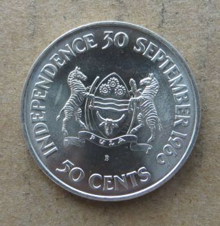 Botswana 50 Cents 1966 Silver Independence Commemorative Coin Gem Unc.  Jo - 8682