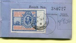Scarce 1912 Kgv Post Office Savings Bank Book Including Profile Head 1/ - Stamp