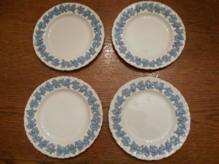 4 Wedgwood Embossed Queens Ware Lavender On Cream 6 1/4 " Bread Plates