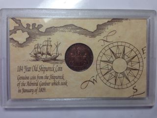 Madras Presidency; 10 Cash 1808 Famous Shipwrek " Admiral Gardner " W/ Certificate