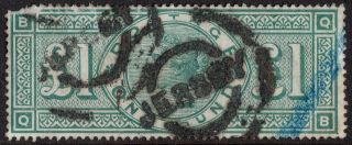 Gb Qv Sg212 £1 Green (1891) With Faults