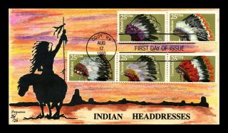 Dr Jim Stamps Us Indian Headdresses Hand Colored Combo First Day Cover