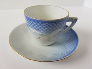 Copenhagen Porcelain Saucer And Teacup Set B&g Denmark 305 Gold Trim Dove Cup