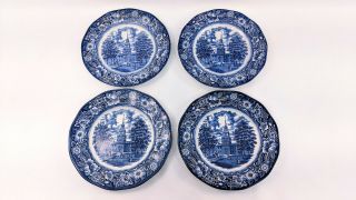 Set Of 4 Liberty Blue By Staffordshire Ironstone Independence Hall Dinner Plates