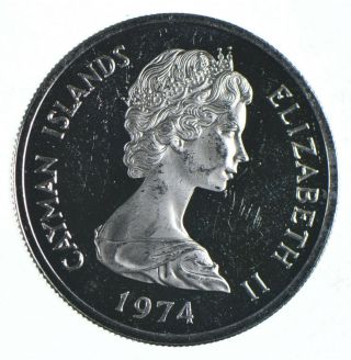 Silver - World Coin - 1974 Cayman Islands 1 Dollar - World Silver Coin 770