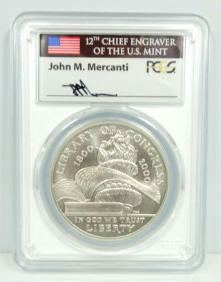 2000 P Mercanti Library Of Congress Silver One Dollar S$1 Pcgs Ms70 B123