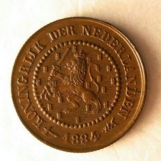 1884 Netherlands 1/2 Cent - Au - Great Collectible Coin - Dutch Bin F