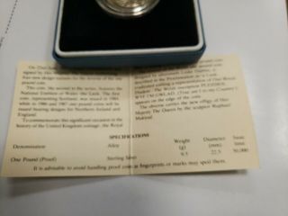 1985 UNITED KINGDOM SILVER PROOF ONE POUND COIN WITH 2