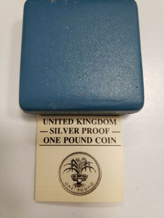 1985 UNITED KINGDOM SILVER PROOF ONE POUND COIN WITH 3