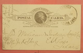 1895 Fort Defiance Az Arizona Territory Postal Card Type 4 Cancel