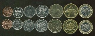 Botswana Set Of 7 Coins 5 10 25 50 Thebe 1 2 5 Pula 2001 - 2007 Unc