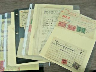 Us & Some Canada,  Assortment Of Old Documents Affixed With Revenue Sta