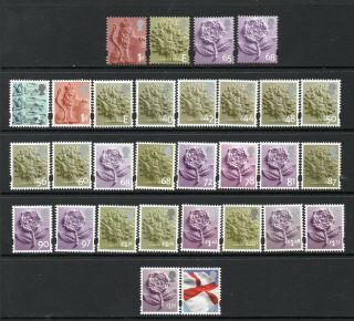 30 Different Um/mnh England Regional Definitives As Scanned Post (within Uk)