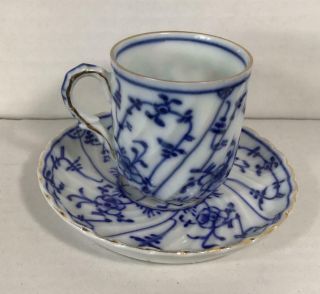 Vintage Royal Bayreuth Blue Onion Pattern Demitasse Cup And Saucer