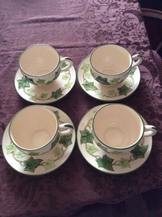 Vintage Set Of 4 Franciscan Ivy Cups & Saucers