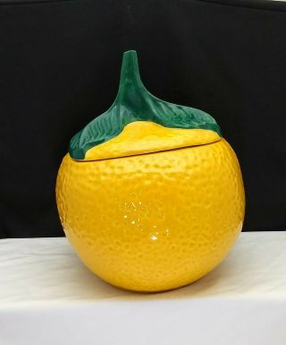 Vintage Mccoy Pottery Orange Lemon Cookie Jar Yellow Marked Mccoy Usa 257