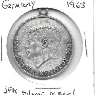 Germany 1963 Jfk & Berlin Visit Silver Medal W/loop On Top Choice Xf
