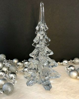 Vintage Lefton Clear Crystal Glass Christmas Tree 8 1/2” Tall Xmas Decoration