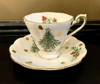 Vintage Royal Standard Fine Bone China Teacup & Saucer A Merry Xmas