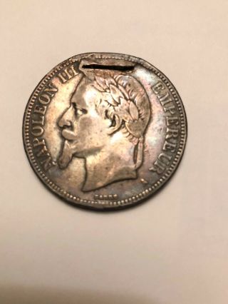 Antique French Coin,  Napoleon Iii,  Empereur,  Empire Francais,  5 Francs,  Barre,  Silver